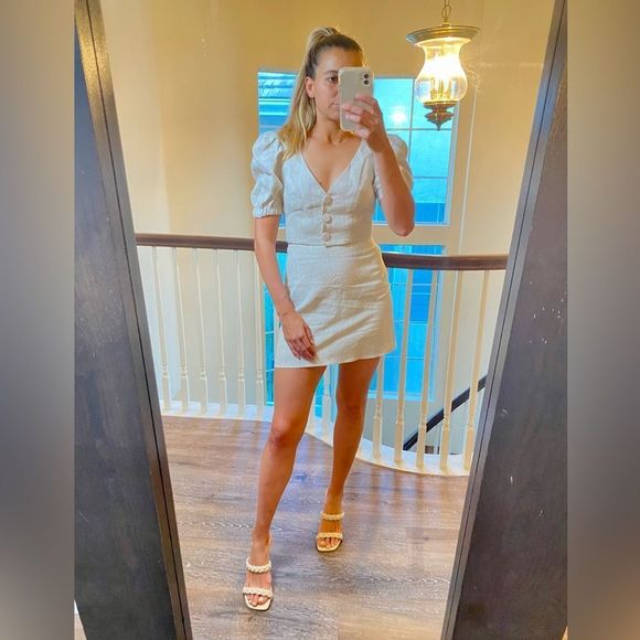 Reformation Dresses & Skirts - Reformation Ethel Linen Two Piece Skirt Set Oatmeal Size 2